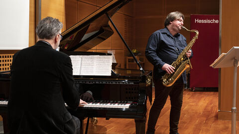 13. Europäischer Salon mit Litauen Pianist Petras Genuišas und Saxophonist Liudas Mockūnas beim 13. Europäischen Salon mit Litauen