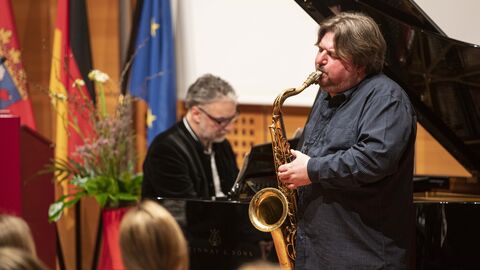 13. Europäischer Salon mit Litauen Pianist Petras Genuišas und Saxophonist Liudas Mockūnas beim 13. Europäischen Salon mit Litauen
