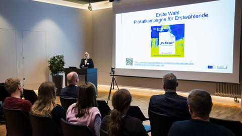 Patrycia Sypel, Vertretung der Europäischen Kommission in Deutschland, präsentiert die Planung für die Europawahl am 09.06.2024sel Patrycia Sypel, Vertretung der Europäischen Kommission in Deutschland, präsentiert die Planung für die Europawahl am 09.06.2024