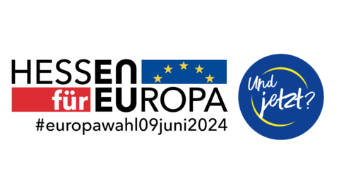 Logo der Europawahl in Hessen und der "Und jetzt?"-Veranstaltungsreihe